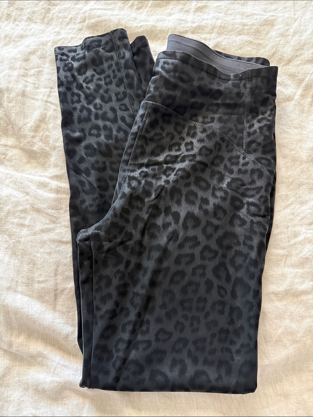 Black Grey Leopard Print Leggings